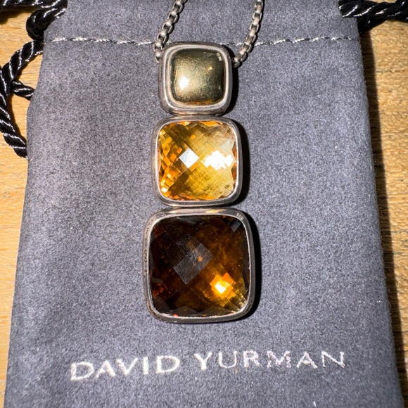 New With Tags David Yurman Chiclet Small Triple Drop Quartz Pendant Necklace - Picture 8 of 8